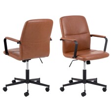 TEST Flaro kantoorstoel met armleuningen PU kunstleer bruin.
