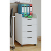 ebuy24 Konal Maxi kommode , archiefkast op wielen, 1 plank en 4 ladenwit.