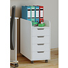ebuy24 Konal Mini kommode , archiefkast op wielen, 1 plank en 4 ladenwit.
