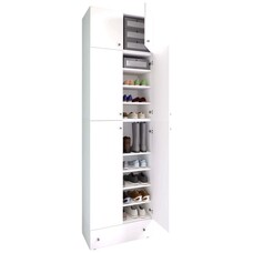 ebuy24 LonaXXL schoenenkast 6 deuren 1 lade wit.