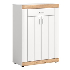 ebuy24 Laredo schoenenkast 2 deuren, 1 lade 73x104cm mat wit,eik decor,wit.