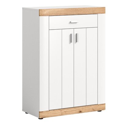 ebuy24 Laredo schoenenkast 2 deuren, 1 lade 73x104cm mat wit,eik decor,wit.