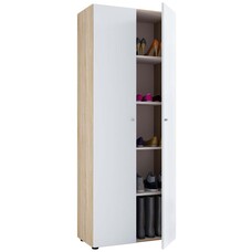 ebuy24 Vandoll schoenenkast 2 deuren eik decor, wit.