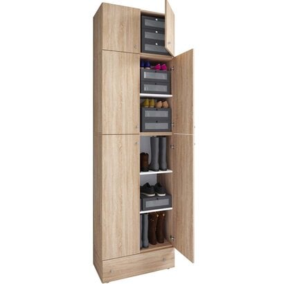 ebuy24 LonaXXL schoenenkast 6 deuren 1 lade eik decor.