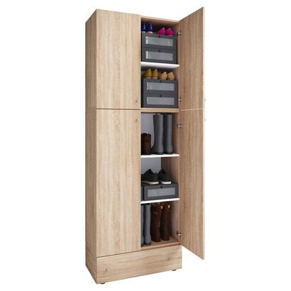 ebuy24 LonaXXL schoenenkast 4 deuren 1 lade eik decor.