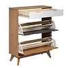 ebuy24 Scandik schoenenkast 2 klep, 1 lade honing,wit,grijs.