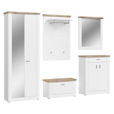 ebuy24 Michigan garderobe opstelling 5 delen mat wit, wit, eik decor.