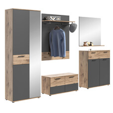 ebuy24 Mason garderobe opstelling 6 deuren, 1 lade eik decor.