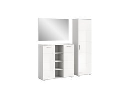 ebuy24 Prego garderobe opstelling 3 delen hoog glans wit, wit.