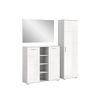 ebuy24 Prego garderobe opstelling 3 delen hoog glans wit, wit.