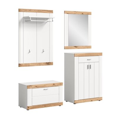 ebuy24 Laredo garderobe opstelling 4 delen mat wit, wit, eik decor.