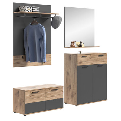 ebuy24 Mason garderobe opstelling 4 deuren, 1 lade eik decor.