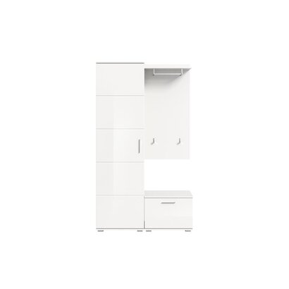 ebuy24 Prego garderobe opstelling 3 delen hoog glans wit, wit.