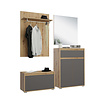 ebuy24 Torino garderobe opstelling 3 deuren, 1 lade eik decor.