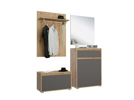 ebuy24 Torino garderobe opstelling 3 deuren, 1 lade eik decor.