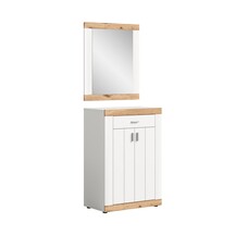 ebuy24 Laredo garderobe opstelling 2 delen mat wit, wit, eik decor.