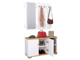 ebuy24 GadosXL garderobe opstelling 2 deuren 2 planken wit, eik decor.