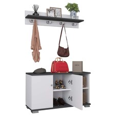 ebuy24 GadosL garderobe opstelling 2 deuren 2 planken wit, antraciet.