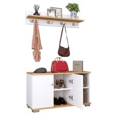 ebuy24 GadosL garderobe opstelling 2 deuren 2 planken wit, eik decor.