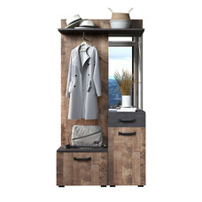 ebuy24 Smile kledingkast set 1 plank, 1 kapstok, 1 klep, 1 deur, 1 lade grijs Matera decor, tabak eiken decor.