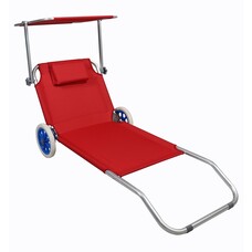 ebuy24 Klara ligstoel inklapbaar met handvat, wielen en dak rood.