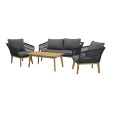 ebuy24 Chania tuinmeubelset 4 delen naturel, zwart.