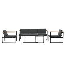 ebuy24 Dakar tuinmeubelset 5 delen zwart, donkergrijs.