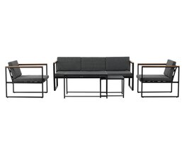 ebuy24 Dakar tuinmeubelset 5 delen zwart, donkergrijs.