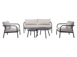 ebuy24 Olga loungeset 5 stuks, incl. kussens, zwart, natuur.