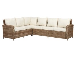 ebuy24 Gram tuinbank hoek, incl. kussen, naturel en off white.