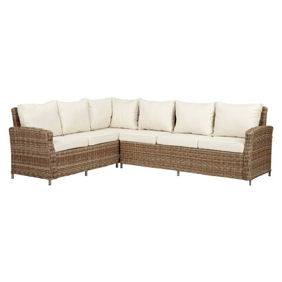 ebuy24 Gram tuinbank hoek, incl. kussen, naturel en off white.