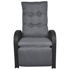 ebuy24 Jorl loungemeubel tuinstoel, traploos verstelbaar en voetensteun zwart/grijs.