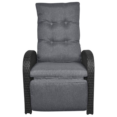 ebuy24 Jorl loungemeubel tuinstoel, traploos verstelbaar en voetensteun zwart/grijs.