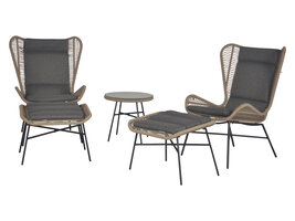 ebuy24 Thame tuinmeubelset met 5 delen, incl. kussen, zwart, naturel en grijs.