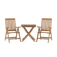 ebuy24 Ghana tuinmeubelset tafel 70x70cm, 2 stoelen Kenya, naturel,naturel.