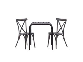 ebuy24 Borneo tuinmeubelset tafel, 2 stoelen zwart,donkergrijs.