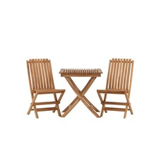 ebuy24 Ghana tuinmeubelset tafel 70x70cm, 2 stoelen Ghana, naturel,naturel.