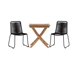ebuy24 Ghana tuinmeubelset tafel 70x70cm, 2 stoelen Lindos, naturel,zwart.