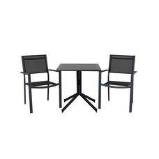 TEST Way tuinmeubelset tafel 70x70cm, 2 stoelen Copacabana, zwart,zwart.