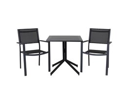 TEST Way tuinmeubelset tafel 70x70cm, 2 stoelen Copacabana, zwart,zwart.