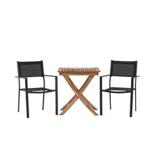 ebuy24 Ghana tuinmeubelset tafel 70x70cm, 2 stoelen Copacabana, naturel,zwart.