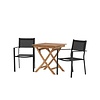 ebuy24 Ghana tuinmeubelset tafel 70x70cm, 2 stoelen Copacabana, naturel,zwart.