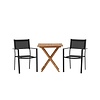 ebuy24 Kenya tuinmeubelset tafel 70x70cm, 2 stoelen Copacabana, naturel,zwart.