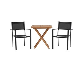 TEST Kenya tuinmeubelset tafel 70x70cm, 2 stoelen Copacabana, naturel,zwart.