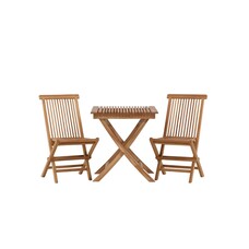 ebuy24 Ghana tuinmeubelset tafel 70x70cm, 2 stoelen Kenya, naturel,naturel.