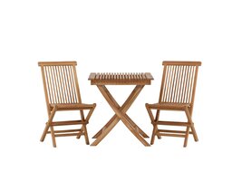 ebuy24 Ghana tuinmeubelset tafel 70x70cm, 2 stoelen Kenya, naturel,naturel.