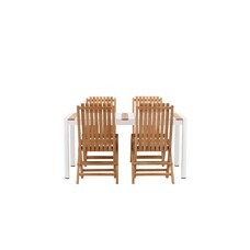 ebuy24 Togo tuinmeubelset tafel 150x100cm, 4 stoelen Ghana, wit,naturel.