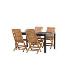 ebuy24 Togo tuinmeubelset tafel 150x100cm, 4 stoelen Ghana, zwart,naturel.