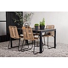 ebuy24 Togo tuinmeubelset tafel 150x100cm, 4 stoelen Lindos, zwart,bruin.