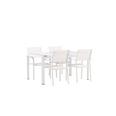 ebuy24 Togo tuinmeubelset tafel 90x150cm wit, 4 stoelen Santorini wit.